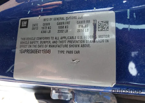 2014 Buick Verano Convenience Group from USA, damaged, VIN 1G4PR5SK6E4115049